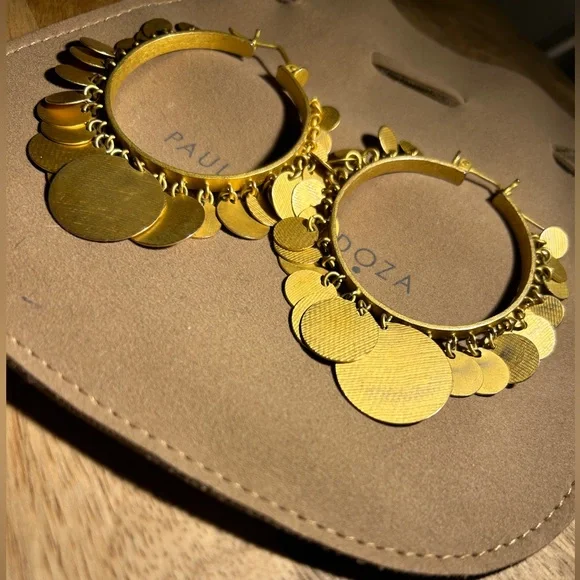 SEXY! RARE Paula Mendoza Oversized Circle Twinkle & Sparkle Hoop Earrings - Picture 2 of 5